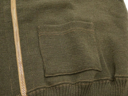 Buzz Rickson Zip Front Sweater Men's Reproduction of WWII USAAF Type C-2 Sweaters Wool Cardigan BR90259 Olive