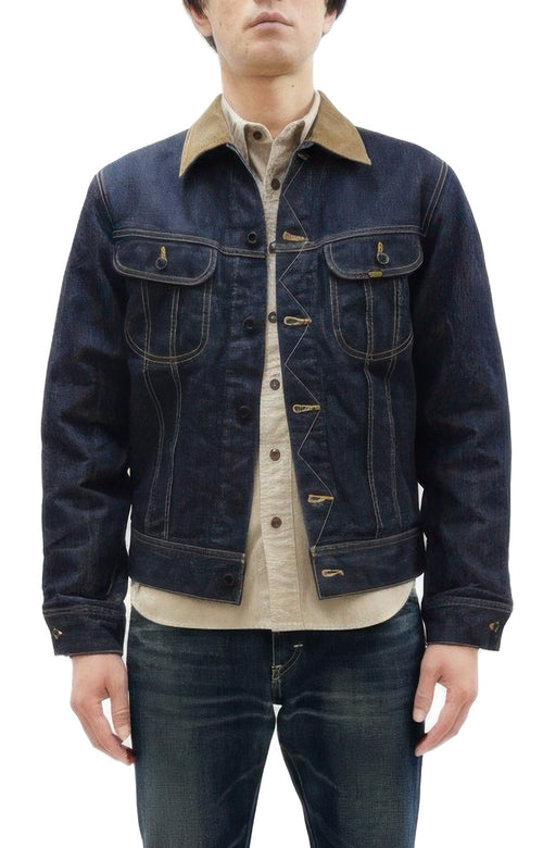 Studio D'Artisan Men's Blanket-Lined Denim Western Jacket - 14oz Left-Hand Twill, Inspired by Lee 101 Storm Rider, Modern Slim Fit, Made in Japan (SDA D4187)