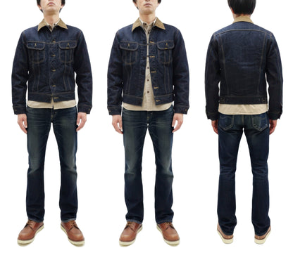 Studio D'Artisan Men's Blanket-Lined Denim Western Jacket - 14oz Left-Hand Twill, Inspired by Lee 101 Storm Rider, Modern Slim Fit, Made in Japan (SDA D4187)