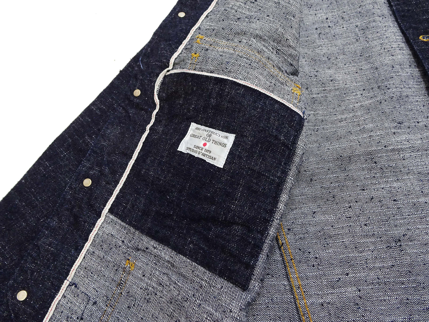 Studio D'Artisan Men's 15oz Selvedge Denim Chore Coat Jacket - Made in Japan, Regular Fit, Toyoda GL3 Loom-Woven (SDA D4620, One-Wash)