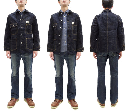 Studio D'Artisan Men's 15oz Selvedge Denim Chore Coat Jacket - Made in Japan, Regular Fit, Toyoda GL3 Loom-Woven (SDA D4620, One-Wash)