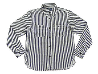 Studio D'artisan Men's 14 oz. Heavyweight Hickory Stripe Long Sleeve Work Shirt, 100% Cotton, Made in Japan (SDA D5335H)
