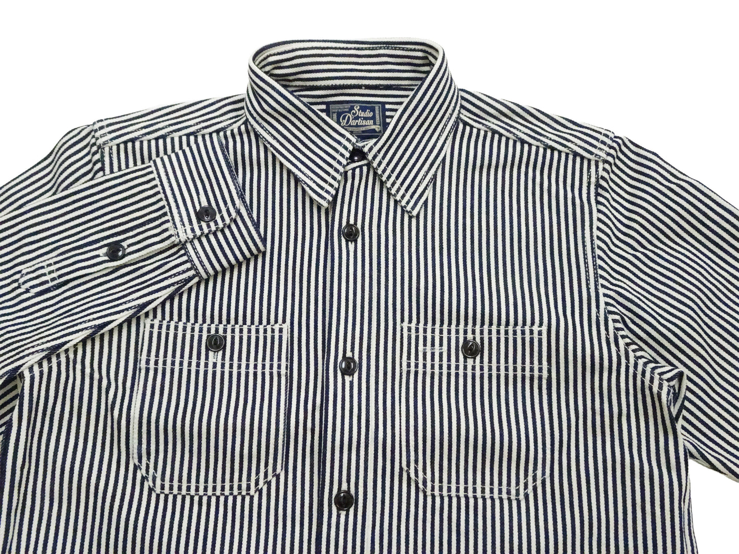Studio D'artisan Men's 14 oz. Heavyweight Hickory Stripe Long Sleeve Work Shirt, 100% Cotton, Made in Japan (SDA D5335H)