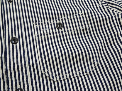Studio D'artisan Men's 14 oz. Heavyweight Hickory Stripe Long Sleeve Work Shirt, 100% Cotton, Made in Japan (SDA D5335H)
