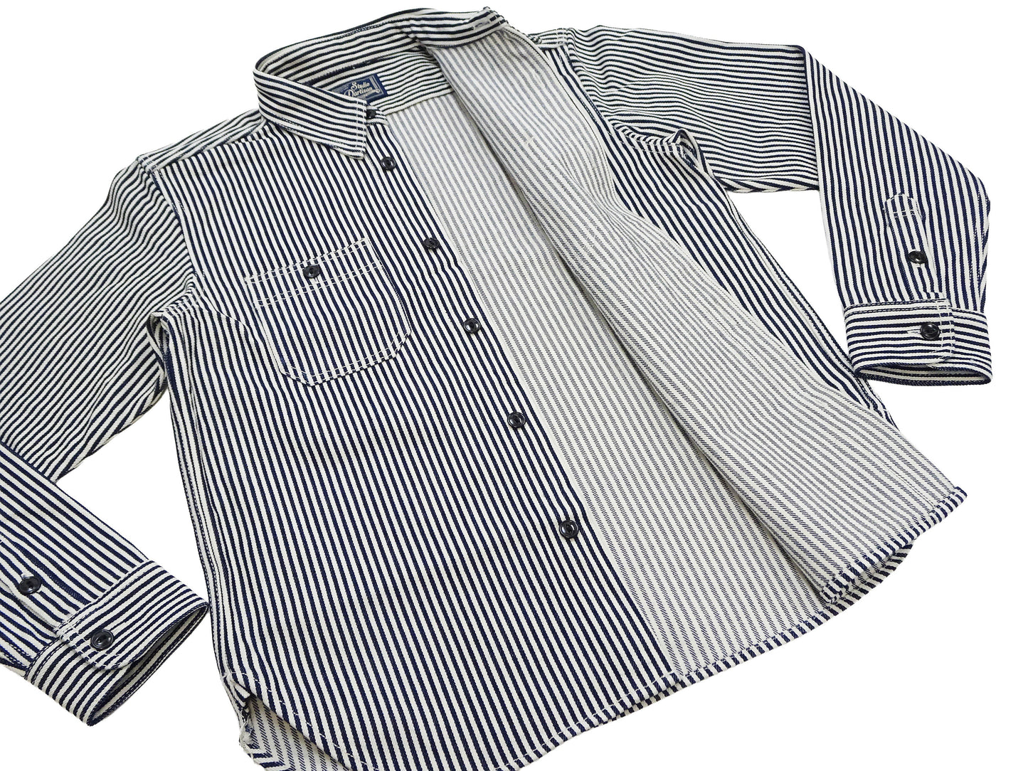 Studio D'artisan Men's 14 oz. Heavyweight Hickory Stripe Long Sleeve Work Shirt, 100% Cotton, Made in Japan (SDA D5335H)