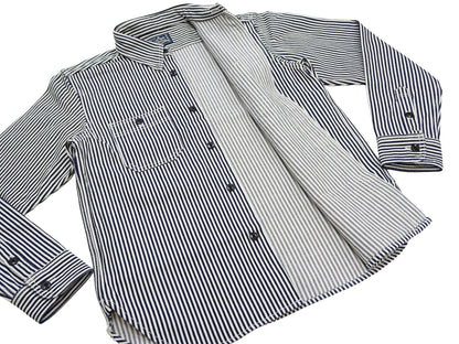 Studio D'artisan Men's 14 oz. Heavyweight Hickory Stripe Long Sleeve Work Shirt, 100% Cotton, Made in Japan (SDA D5335H)