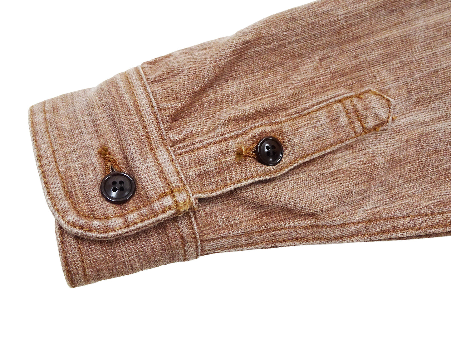 Studio D'artisan Men's 13 oz Kakishibu Persimmon-Dyed Denim Work Shirt, Made in Japan Heavyweight Long Sleeve Earth-Tone shirt (SDA D5732 Reddish-Brown)