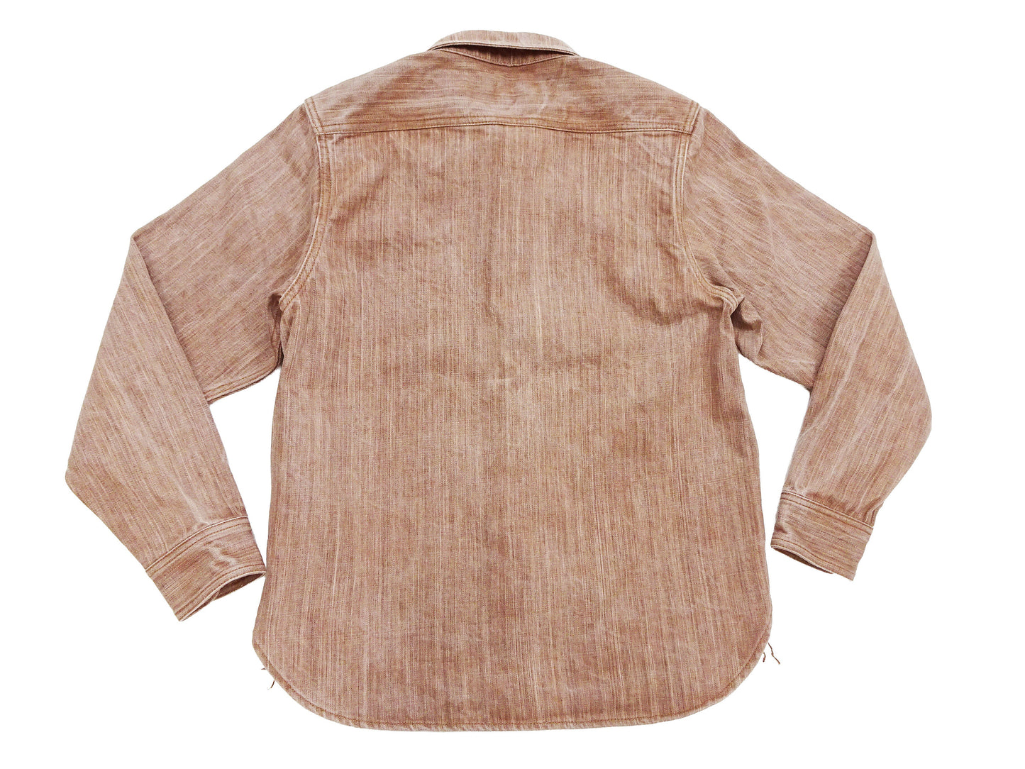 Studio D'artisan Men's 13 oz Kakishibu Persimmon-Dyed Denim Work Shirt, Made in Japan Heavyweight Long Sleeve Earth-Tone shirt (SDA D5732 Reddish-Brown)