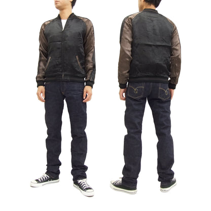 SATORI Japanese Souvenir Jacket GSJR-010 Geisha Skull Men's Sukajan Black/Navy