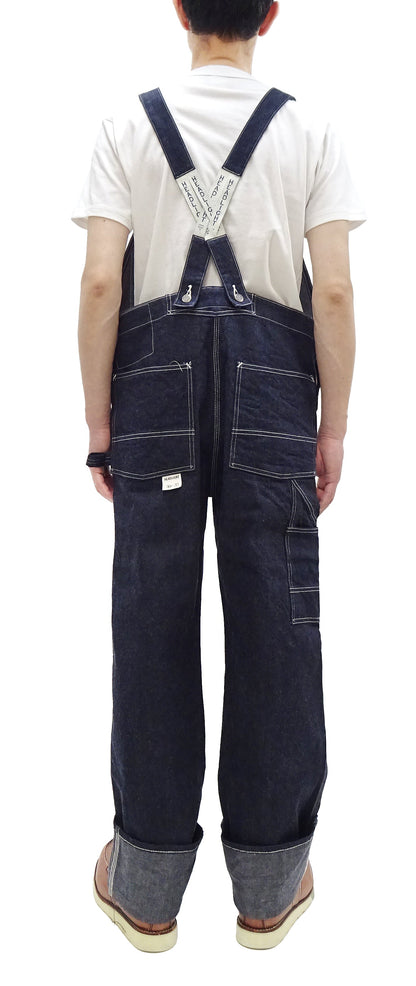 HEADLIGHT Overalls Men's Casual Unlined 11 Oz. Denim Low-back Bib Overalls with X-back Suspender Straps Toyo Enterprises HD42554 421A One-Wash