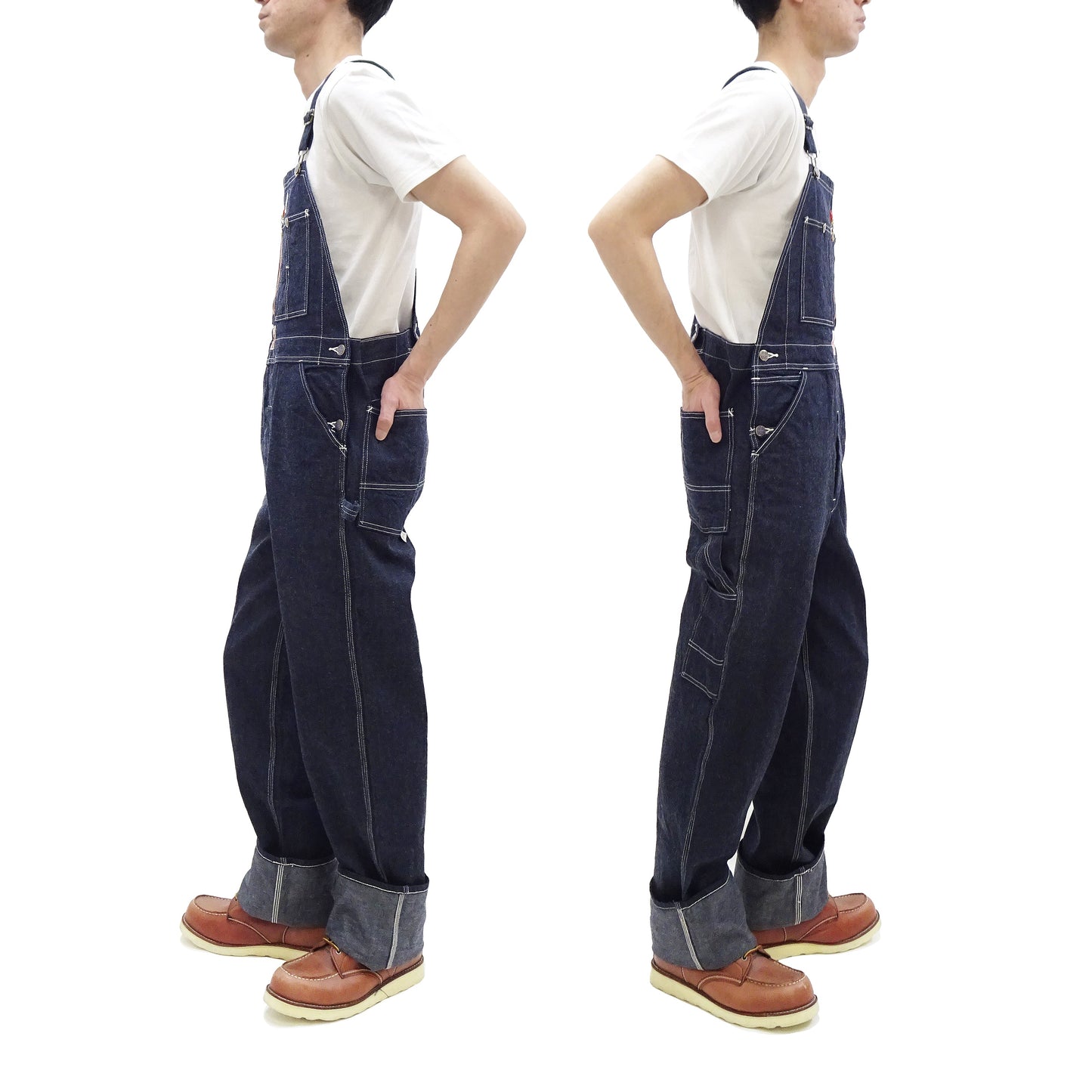HEADLIGHT Overalls Men's Casual Unlined 11 Oz. Denim Low-back Bib Overalls with X-back Suspender Straps Toyo Enterprises HD42554 421A One-Wash