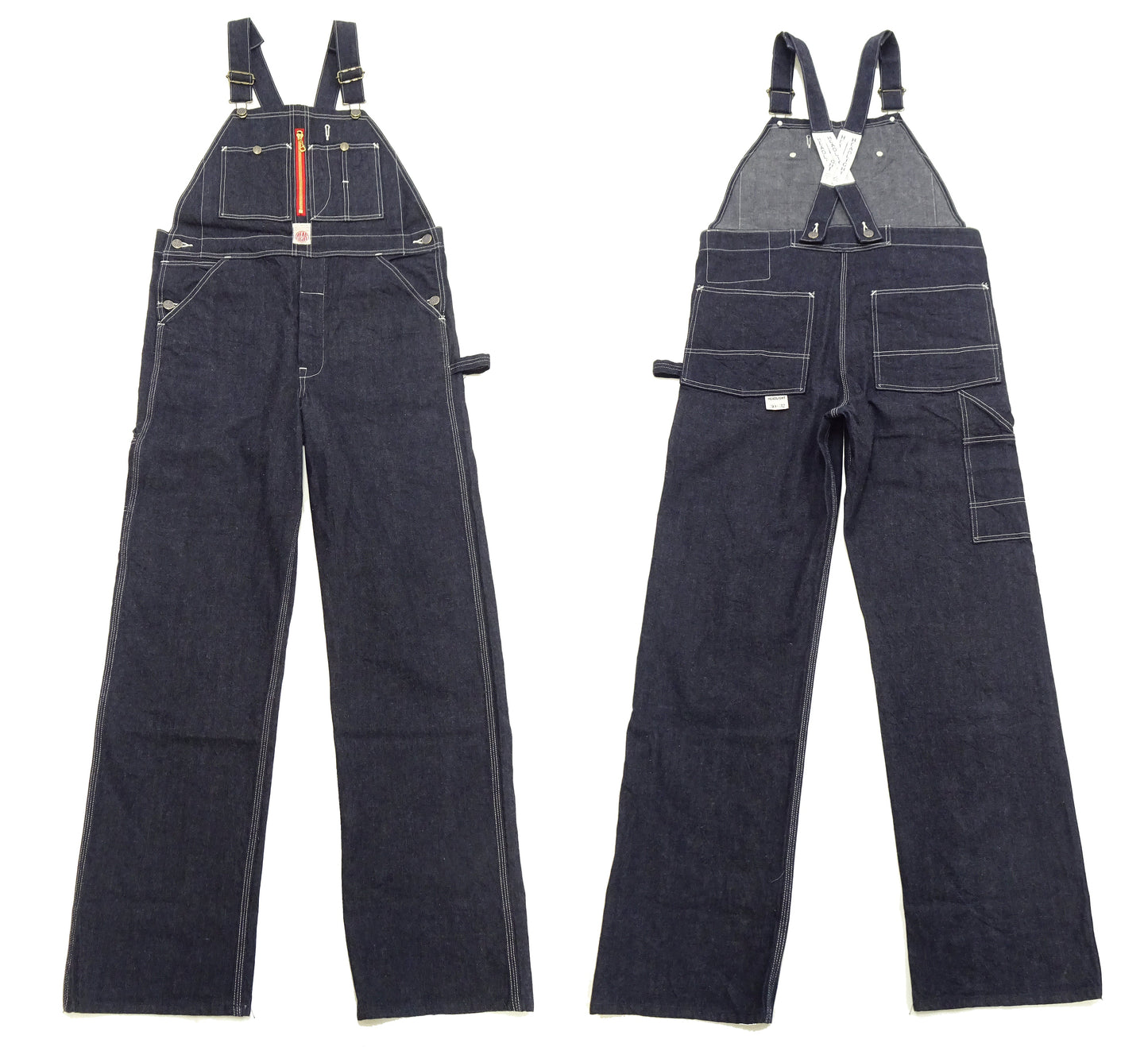 HEADLIGHT Overalls Men's Casual Unlined 11 Oz. Denim Low-back Bib Overalls with X-back Suspender Straps Toyo Enterprises HD42554 421A One-Wash