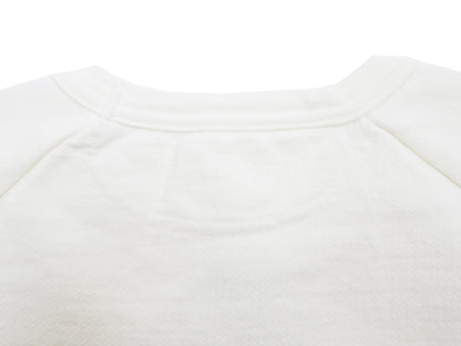 Japan Blue Jeans Long Sleeve French Terry T-Shirt Men's Casual Plain Crew-Neck Raglan-Sleeve Inlay Shirt JBKN1001 White