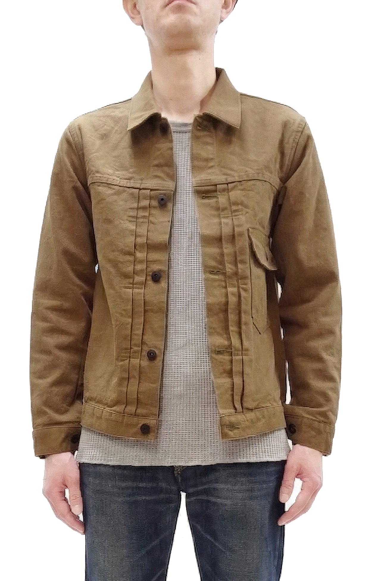 ONI Denim Men's Type I-Inspired Jacket Brown-Khaki 13 oz. Sulfur-Dyed Heavy Oxford Made in Japan (ONI-01507L-HOX-BRK)