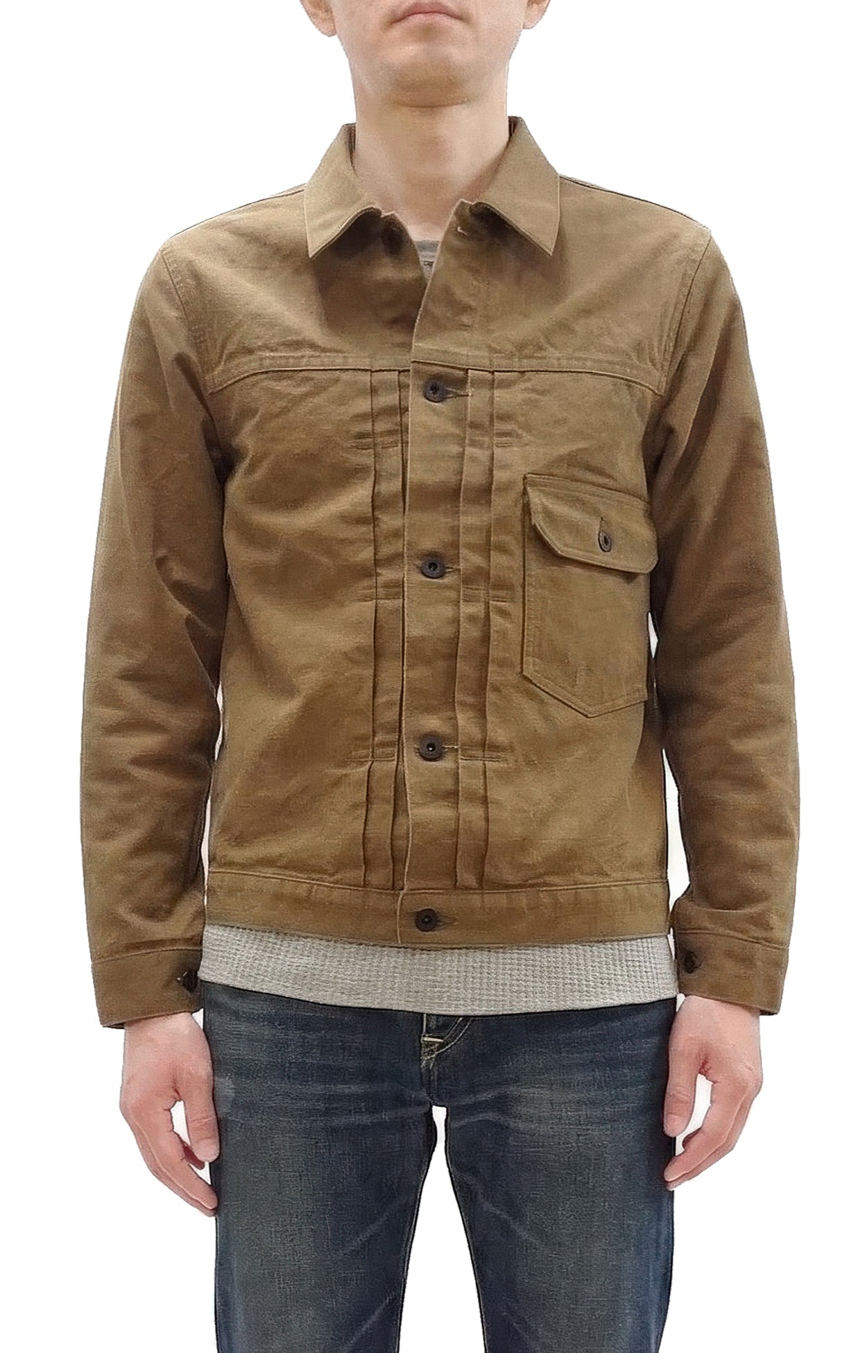 ONI Denim Men's Type I-Inspired Jacket Brown-Khaki 13 oz. Sulfur-Dyed Heavy Oxford Made in Japan (ONI-01507L-HOX-BRK)