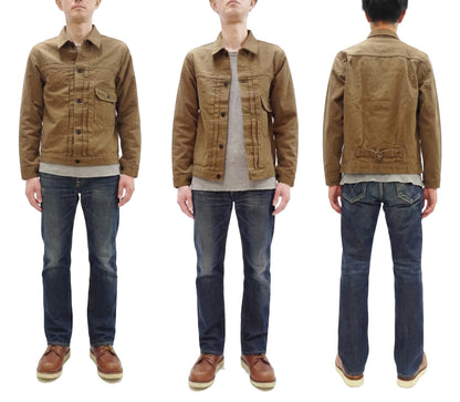 ONI Denim Men's Type I-Inspired Jacket Brown-Khaki 13 oz. Sulfur-Dyed Heavy Oxford Made in Japan (ONI-01507L-HOX-BRK)