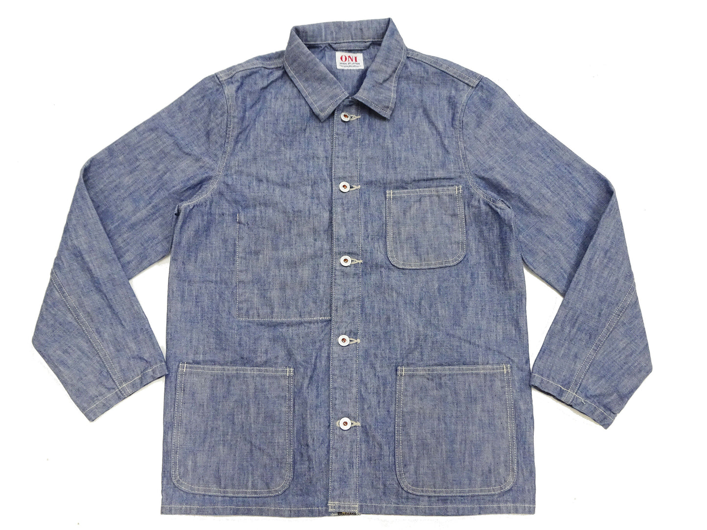 ONI Denim Men's 13oz Japanese Blue Chambray Jacket - Modern Work Chore Coat Style, ONI-03501-SHVCH One-Wash