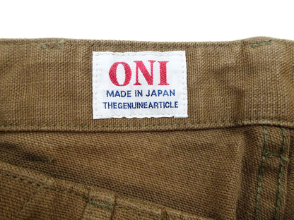 ONI Denim Men's Brown-Khaki Sulfur-Dyed Heavy Oxford Work Pants Relaxed Straight Fit Button Fly Trousers Made in Japan (ONI-207HOX-BRK)