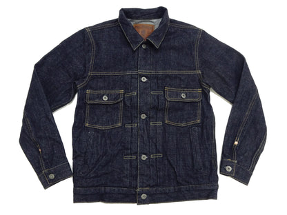 Oni Denim Jacket ONI-02516P Men's Casual Modern-Fit 15 Oz. Low-Tension Selvedge Denim Type II Style Jean Jacket Deep-Indigo One-Wash
