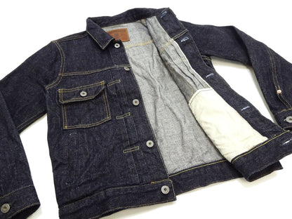 Oni Denim Jacket ONI-02516P Men's Casual Modern-Fit 15 Oz. Low-Tension Selvedge Denim Type II Style Jean Jacket Deep-Indigo One-Wash