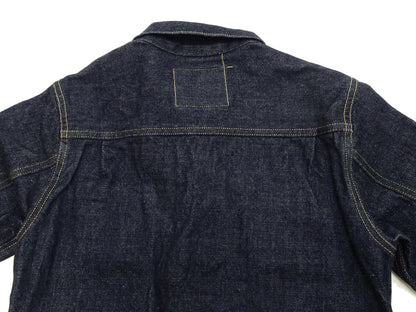 Oni Denim Jacket ONI-02516P Men's Casual Modern-Fit 15 Oz. Low-Tension Selvedge Denim Type II Style Jean Jacket Deep-Indigo One-Wash