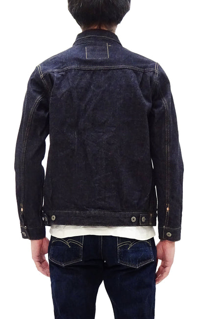 Oni Denim Jacket ONI-02516P Men's Casual Modern-Fit 15 Oz. Low-Tension Selvedge Denim Type II Style Jean Jacket Deep-Indigo One-Wash