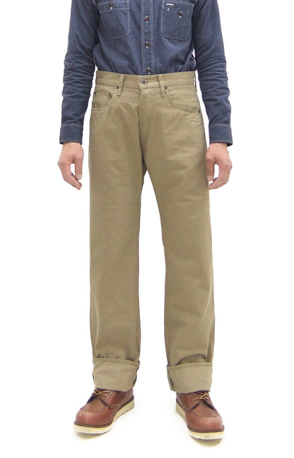 ONI Denim Selvedge Chino Pants - Men's Relaxed Straight Fit, Button Fly, Casual 8oz Selvage Chino Twill Trousers - ONI266SVC-KHB khaki-Beige