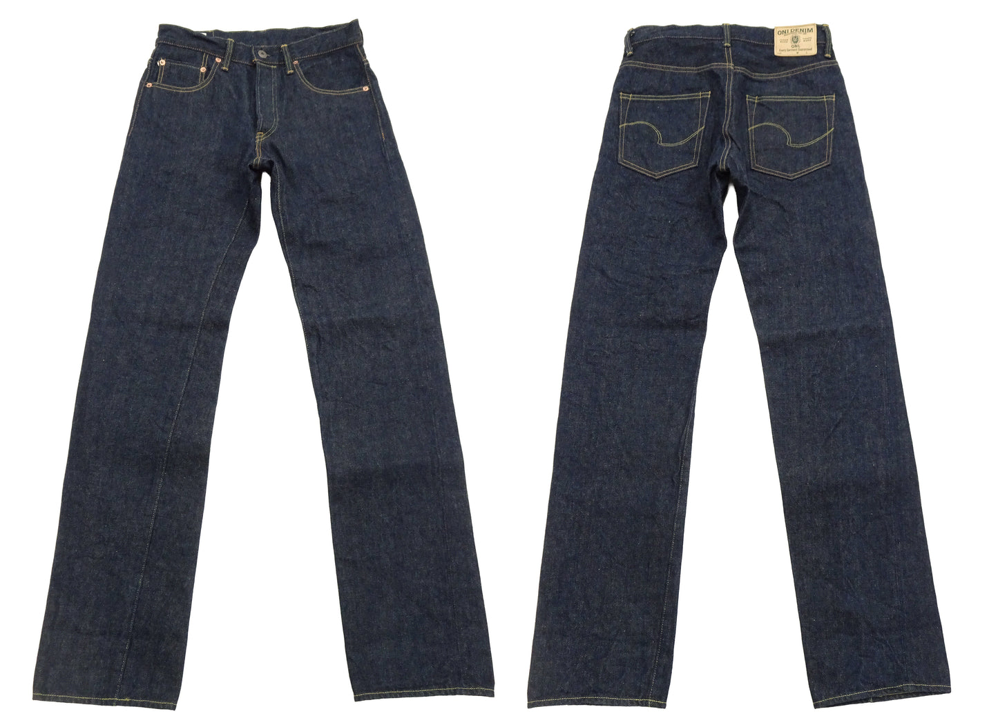 ONI Denim Men's 15oz Selvedge Jeans - Old-Style Spun Yarn & Shuttle-Loom Woven Denim, Regular Straight Fit, Button Fly, Indigo One Wash, Made in Japan (ONI270-Ishikawadai)