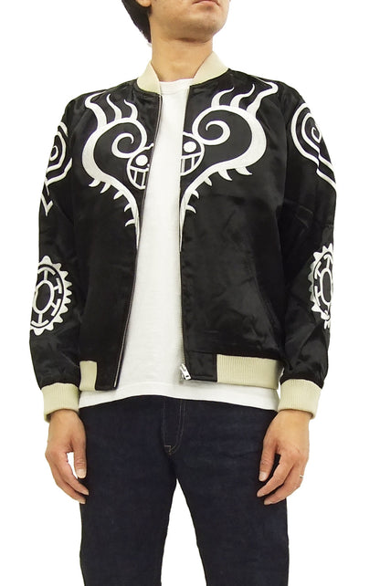 Hanatabi Gakudan Men's Japanese Souvenir Jacket Japanese ONE PIECE Sukajan Script OPSJ-003 Black