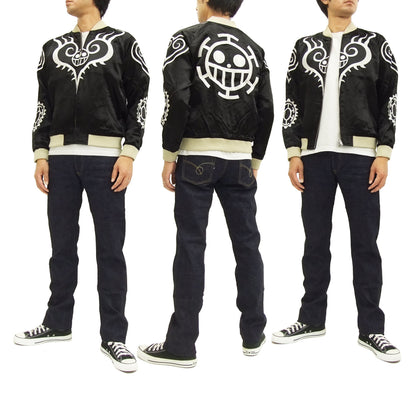 Hanatabi Gakudan Men's Japanese Souvenir Jacket Japanese ONE PIECE Sukajan Script OPSJ-003 Black
