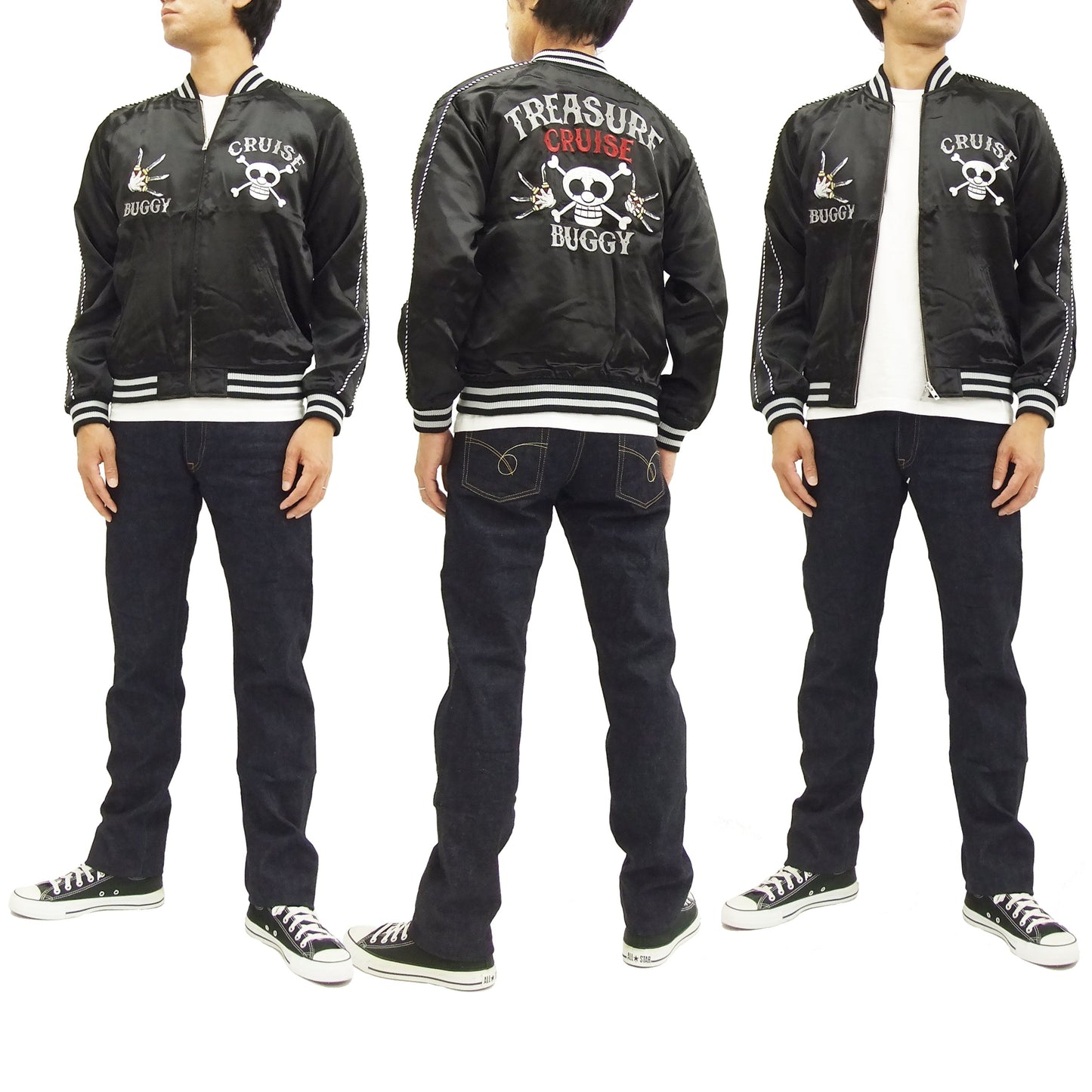 Hanatabi Gakudan Men's Japanese Souvenir Jacket Japanese ONE PIECE Sukajan Script OPSJ-004
