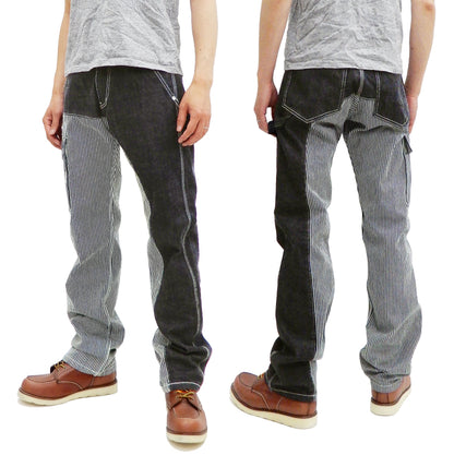 Kojima Genes Two Tone Panel Pants Men's Denim x Hickory Asymmetrical Contrast Panel Work Pants rnb1117 RNB-1117