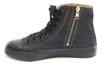 Kojima Genes High Top Denim Sneakers Men's Side Zip Jean Shoes RNB-8003 rnb8003 Deep Blue Indigo