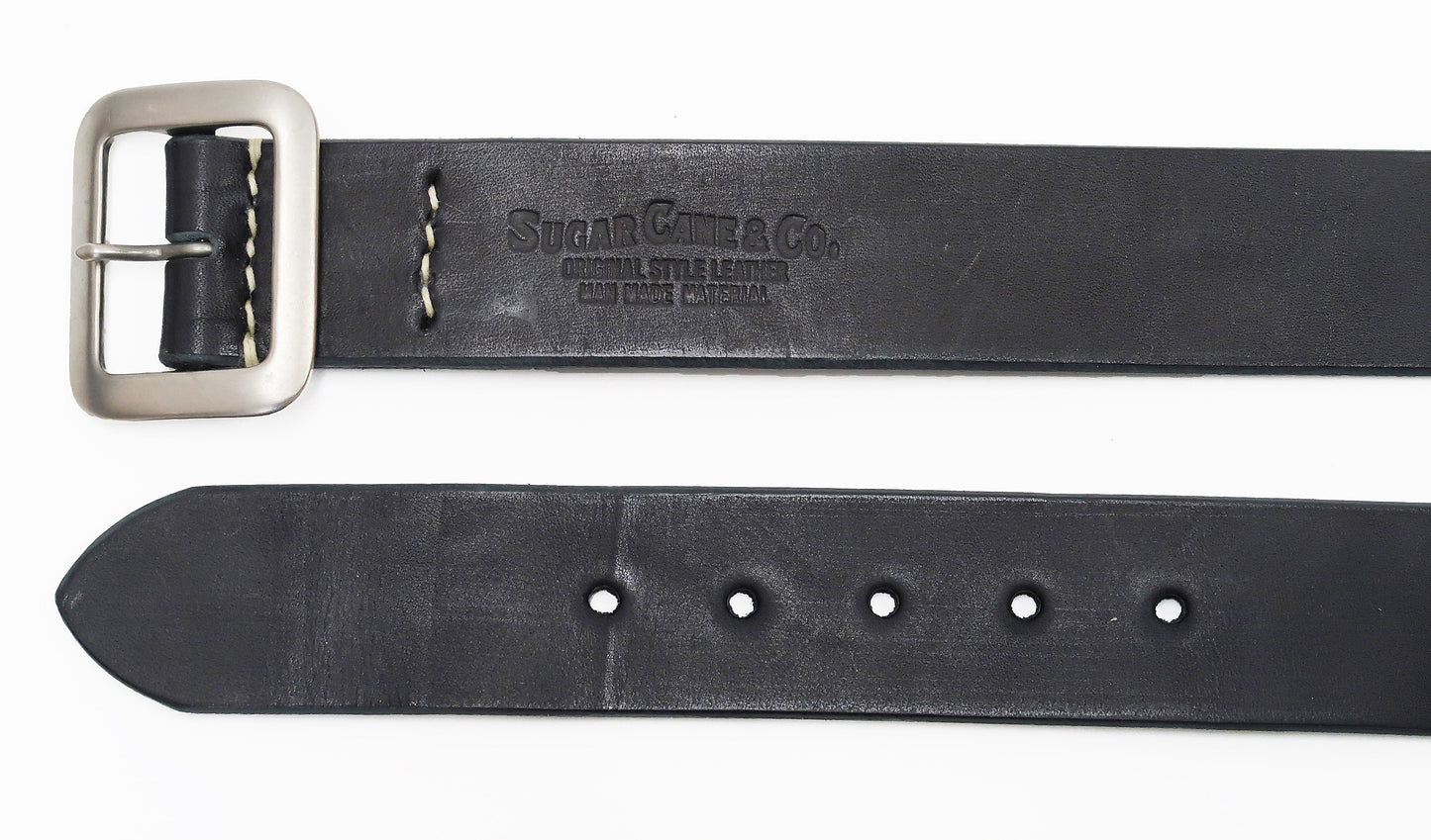 Sugar Cane Belt Men's Ccasual 40mm Wide/4mm Thick Cowhide Leather Belt with Single Prong Square-Shaped Buckle SC02320 119 Black