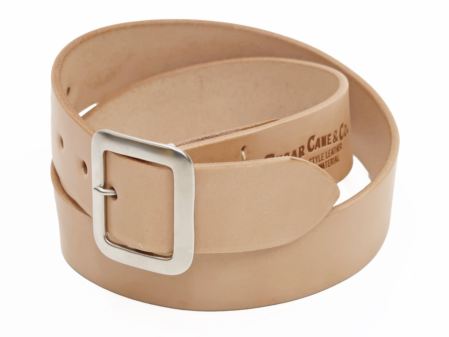 Sugar Cane Belt Men's Ccasual 40mm Wide/4mm Thick Cowhide Leather Belt with Single Prong Square-Shaped Buckle SC02320 133 Beige