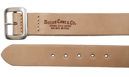 Sugar Cane Belt Men's Ccasual 40mm Wide/4mm Thick Cowhide Leather Belt with Single Prong Square-Shaped Buckle SC02320 133 Beige