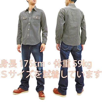 Sugar Cane Hickory Stripe Work Shirt Men's Casual Long Sleeve Button Up Shirt SC27853 Black