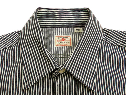 Sugar Cane Hickory Stripe Work Shirt Men's Casual Long Sleeve Button Up Shirt SC27853 Black