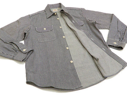 Sugar Cane Hickory Stripe Work Shirt Men's Casual Long Sleeve Button Up Shirt SC27853 Black