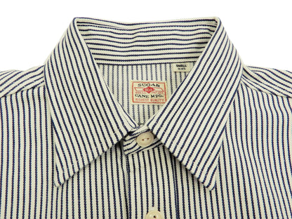Sugar Cane Hickory Stripe Work Shirt Men's Casual Long Sleeve Button Up Shirt SC27853 Off-White