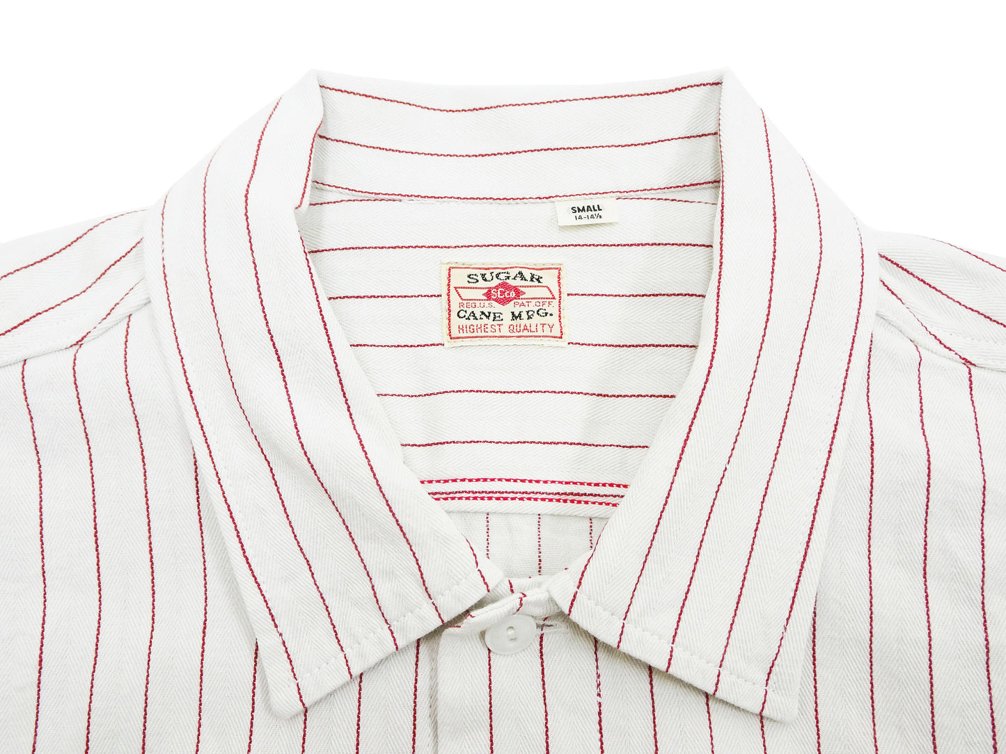 Sugar Cane Shirt Men's Vertical Striped Long Sleeve Button Up Shirt Coke Stripe Work Shirt SC28652 105 Off-White