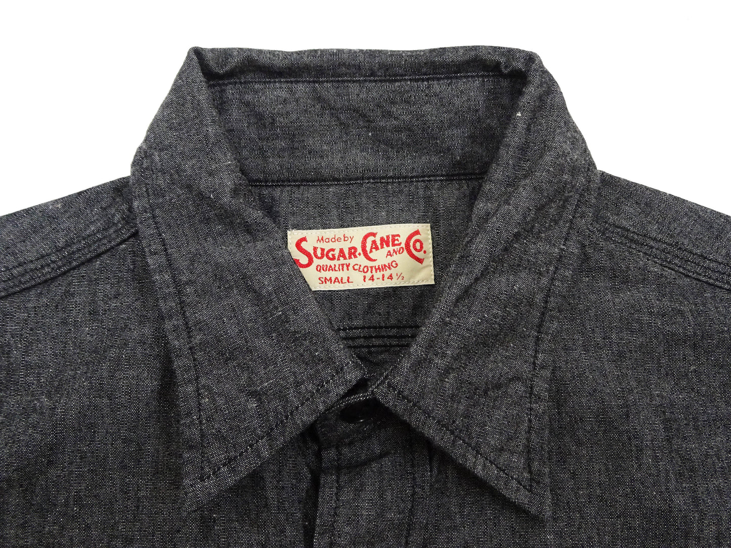 Sugar Cane Chambray Shirt Men's Lightweight Long Sleeve Button Up Plain Work Shirt SC29159 411 Black