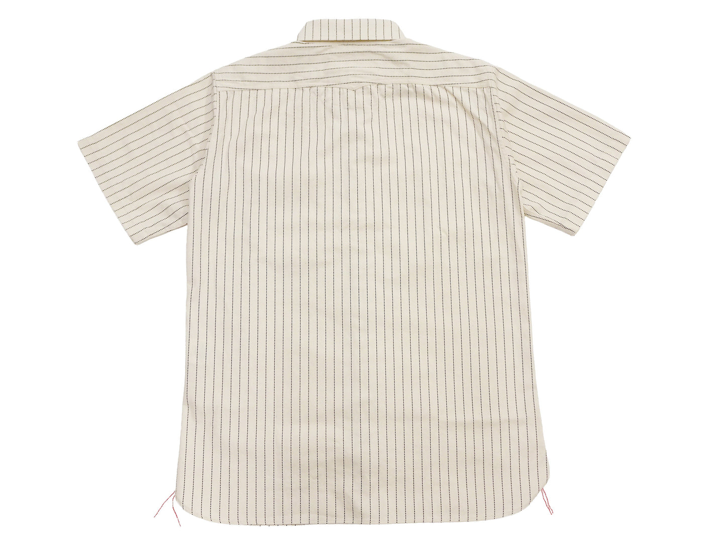 Sugar Cane Men's Short Sleeve Ecru Wabash Stripe Work Shirt 8.5 oz Cotton Twill Made in Japan (Fiction Romance SC37275 401A One-Wash)