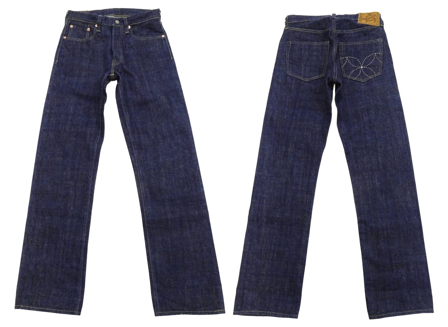 Sugar Cane Men's 14oz. Hawaiian Indigo Sugarcane Fiber Selvedge Denim Jeans Classic Regular Straight Button Fly (SC40401 One-Wash)