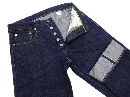 Sugar Cane Men's 14oz. Hawaiian Indigo Sugarcane Fiber Selvedge Denim Jeans Classic Regular Straight Button Fly (SC40401 One-Wash)