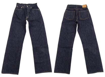 Sugar Cane Men's 13oz Selvedge Denim Baggy Jeans - 1930s "Waist Overalls" Inspired Wide Straight Fit, Button Fly, Made in Japan (SC42025 421A One-Wash)