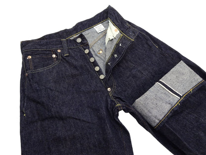 Sugar Cane Men's 13oz Selvedge Denim Baggy Jeans - 1930s "Waist Overalls" Inspired Wide Straight Fit, Button Fly, Made in Japan (SC42025 421A One-Wash)