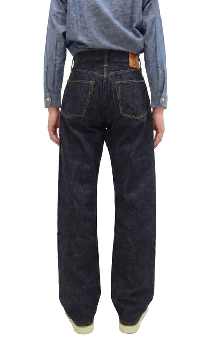 Sugar Cane Men's 13oz Selvedge Denim Baggy Jeans - 1930s "Waist Overalls" Inspired Wide Straight Fit, Button Fly, Made in Japan (SC42025 421A One-Wash)