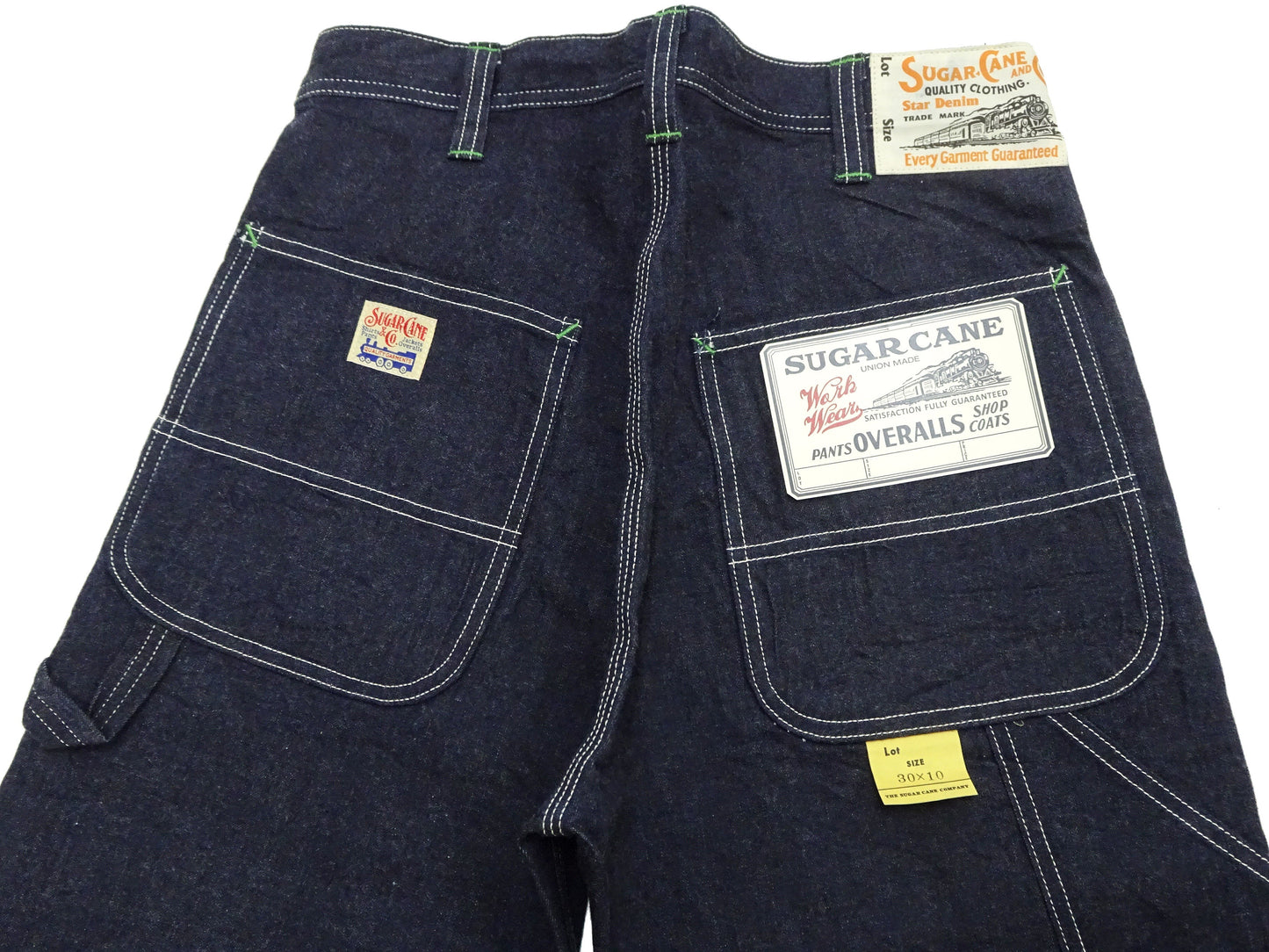 Sugar Cane Men's 11oz Blue Denim Work Shorts - High-Rise Relaxed Straight Fit Knee-Length Button-Fly Shorts - Made in Japan (SC52565 421A One-Wash)