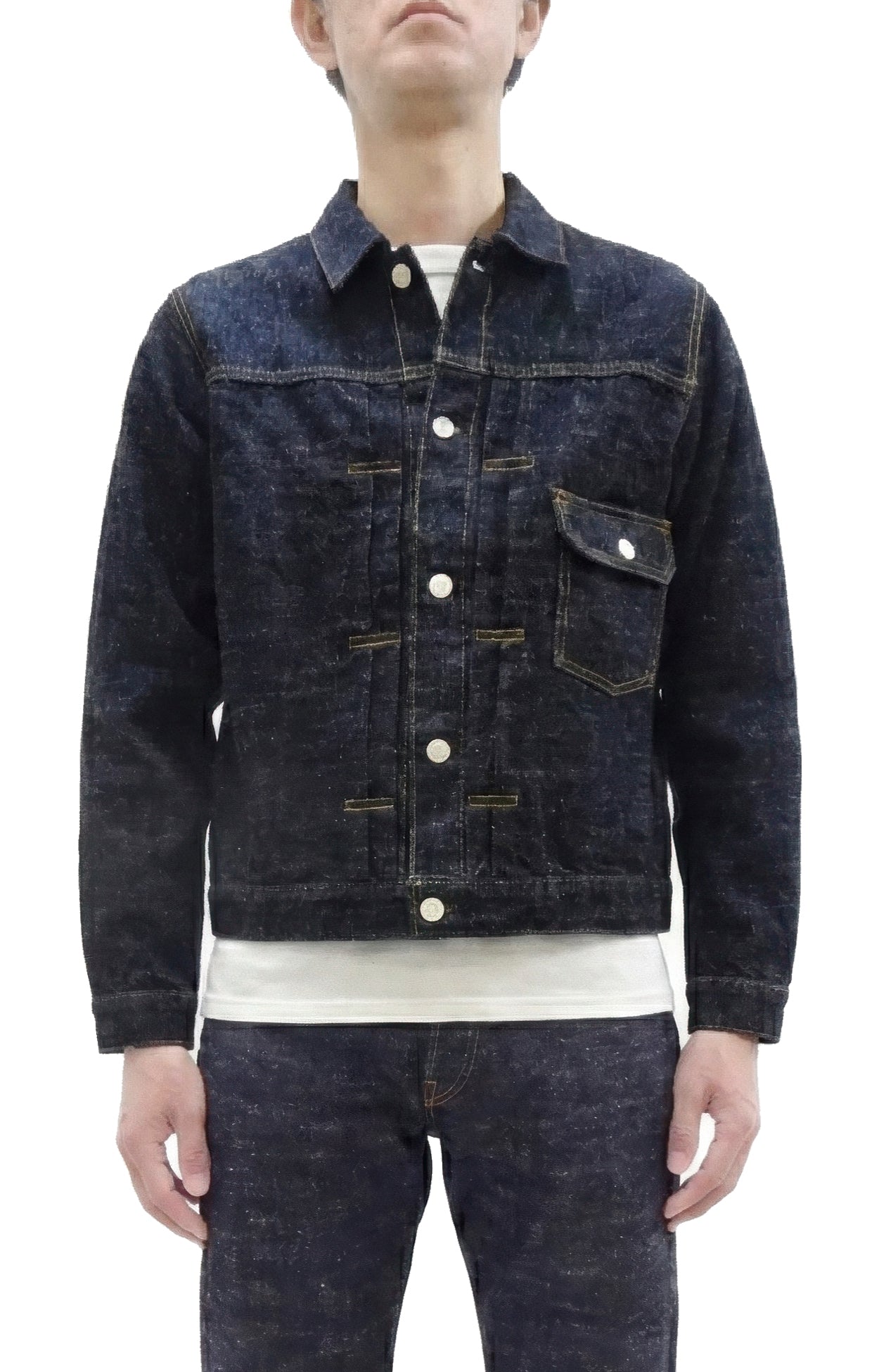 Studio D'Artisan Men's Type I Denim Jacket - 15oz Selvedge Denim Toyoda GL3 Woven, Made in Japan (SDA SD-4101 One-Wash)